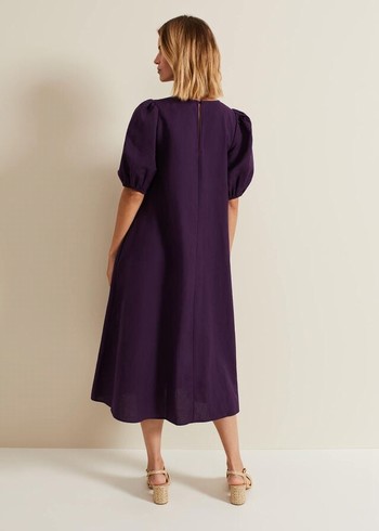 Phase Eight Lotty Puff Sleeve Dress Purple Australia | US1789462